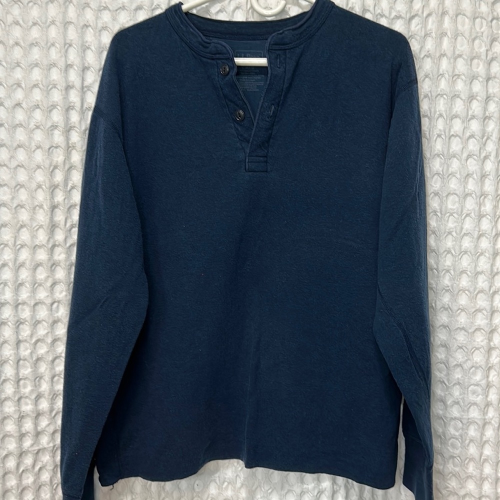 Mens LL Bean Long Sleeve Henley Large